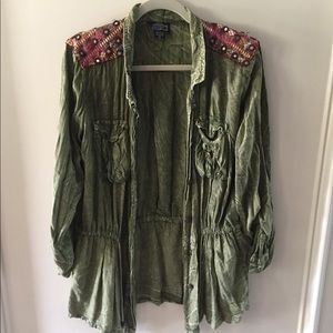 Embroidered Army Green Jacket